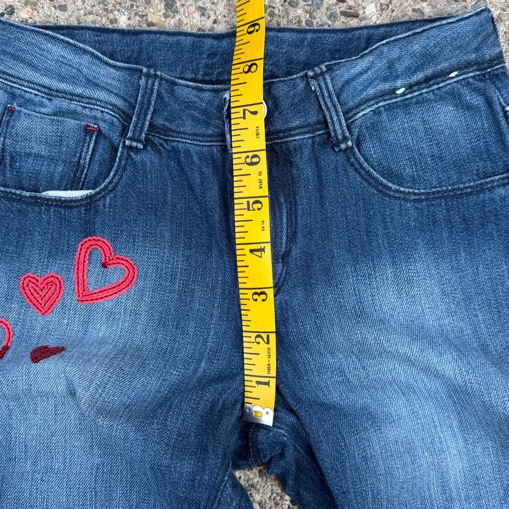 Gymboree Girls Boyfriend Jeans Size 8 Sequin Heart Medium Wash NWOT